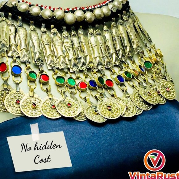 Handmade Choker Necklace, Long Dangling Tassels Fish Motif Necklace - Picture 7 of 14